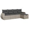 vidaXL 5-delige Loungeset met kussens poly rattan lichtgrijs
