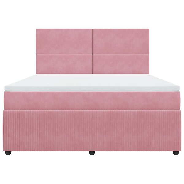 vidaXL Boxspring met matras fluweel roze 180x200 cm