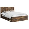vidaXL Bedframe met opbergruimte en hoofdbord Gerookt eiken