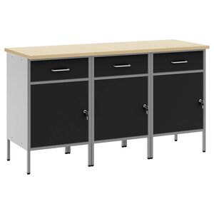 vidaXL Werk kast met lade 3 st Zwart en Grijs 150 x 55 x 85 cm
