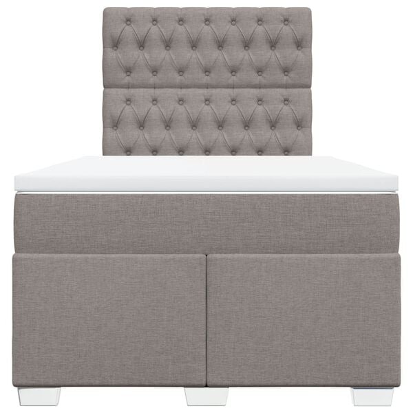 vidaXL Boxspring met matras stof taupe 120x200 cm