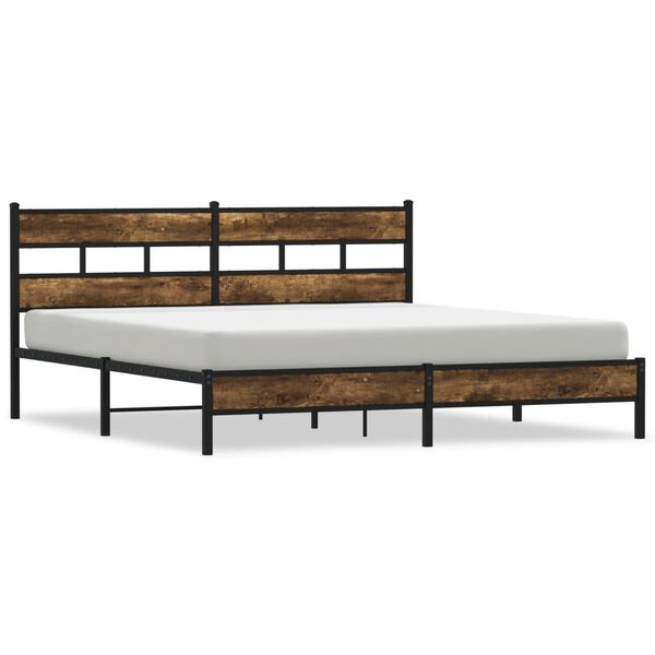 vidaXL Bedframe zonder matras metaal gerookt eikenkleurig 200x200 cm