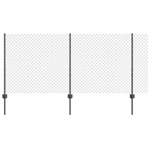 vidaXL gaashek met palen 10 x 1 m PVC-Coated Staal Grijs Mesh