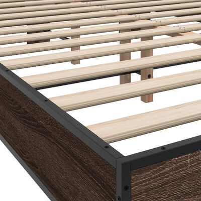 vidaXL Bedframe bewerkt hout metaal bruin eikenkleur 140x200 cm