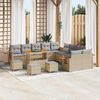 vidaXL Tuinbankenset 18 pcs Beige en Licht Grijs poly rattan