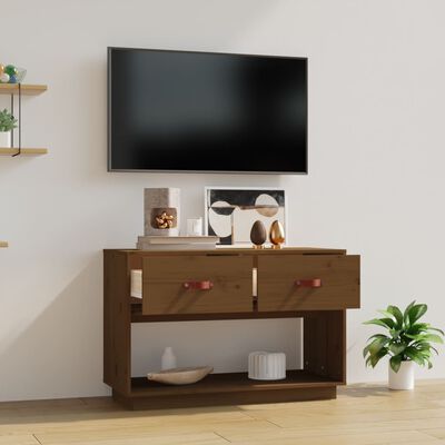 vidaXL Tv-meubel 90x40x60 cm massief grenenhout honingbruin