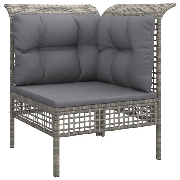 vidaXL 9-delige Loungeset met kussens poly rattan grijs