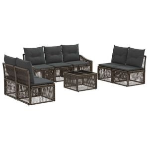 vidaXL Tuinbankenset 8 pcs Grijs poly rattan