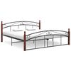 vidaXL Bedframe metaal en massief eikenhout zwart 180x200 cm