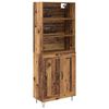 vidaXL Hoge kast 2 st Oudhout 69,5 x 34 x 180 cm Bewerkt hout en glas