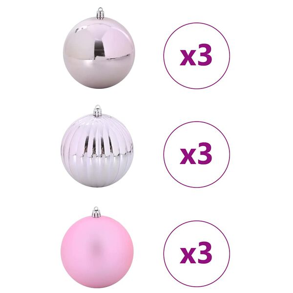 vidaXL Kerstbal Set 9 pcs Roze Kunststof