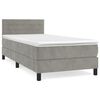vidaXL Boxspring met matras fluweel lichtgrijs 100x200 cm