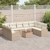 vidaXL Tuinbankenset met opslag 10 pcs Beige en Cr&egrave;me poly rattan