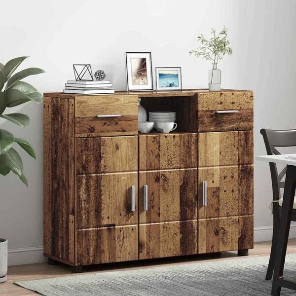 vidaXL Houten Kast met lade Oudhout 88,5 x 30,5 x 73 cm Bewerkt hout