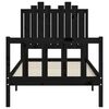 vidaXL Bedframe met hoofdeinde massief hout zwart 90x190 cm