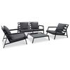 vidaXL 4-delige Loungeset met kussens aluminium donkergrijs