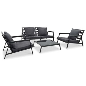 vidaXL 4-delige Loungeset met kussens aluminium donkergrijs