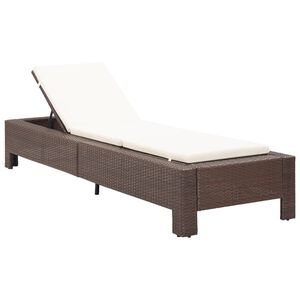 vidaXL Ligbed met kussen poly rattan bruin