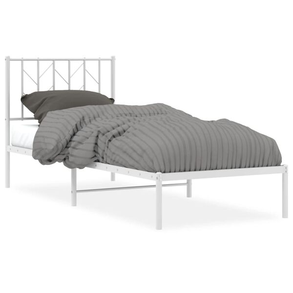 vidaXL Bedframe met hoofdbord metaal wit 80x200 cm