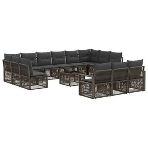 vidaXL Tuinbankenset 14 pcs Grijs poly rattan