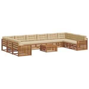vidaXL Sofa-Sets 11 st Natuurlijk en Beige Massief Acaciahout