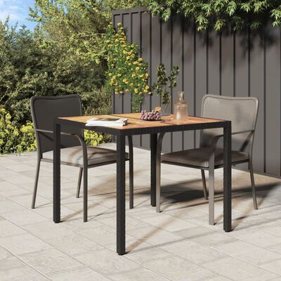 vidaXL Tuintafel 90x90x75 cm poly rattan en acaciahout zwart