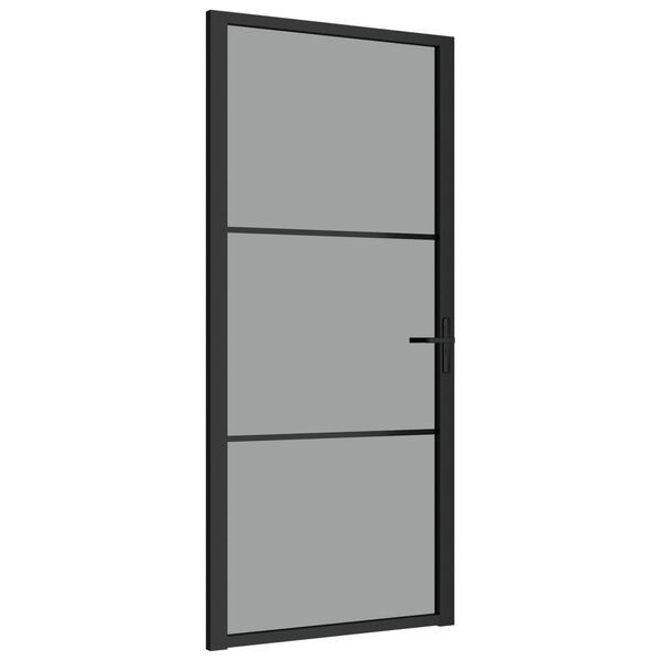 vidaXL Binnendeur 93x201,5 cm ESG-glas en aluminium zwart