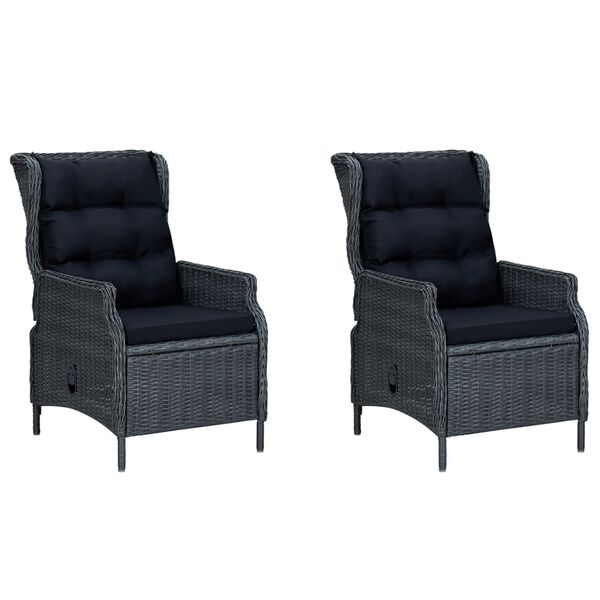 vidaXL 7-delige Tuinset met kussens poly rattan donkergrijs