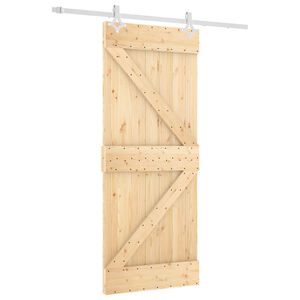 vidaXL Schuifdeur Natuurlijk en Wit 85 x 210 cm Massief Grenenhout