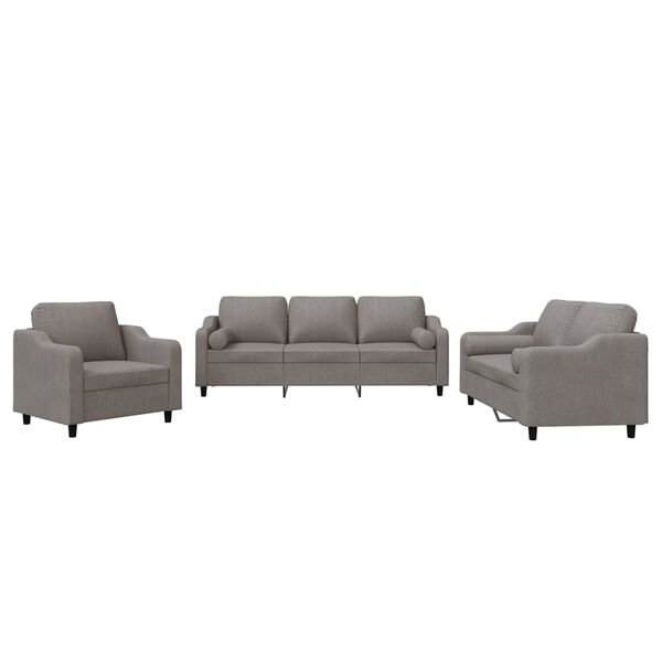 vidaXL 3-delige Loungeset met kussens stof taupe