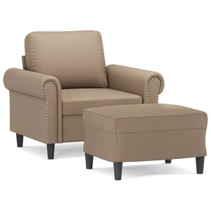vidaXL Fauteuil met voetenbank 60 cm kunstleer cappuccinokleurig