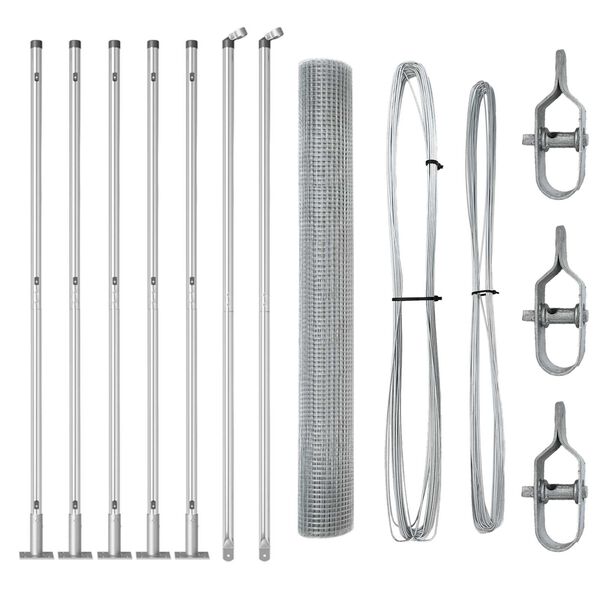 vidaXL Afrasteringspaal Zilver 10 x 1 m (12 x 12 mm gaas) Staal