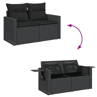 vidaXL 9-delige Loungeset met kussens poly rattan zwart