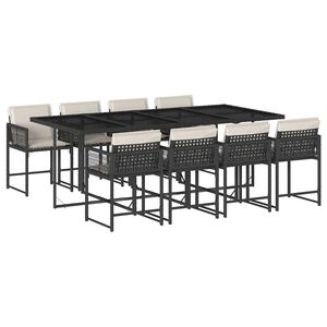 vidaXL 9-delige Tuinset poly rattan zwart