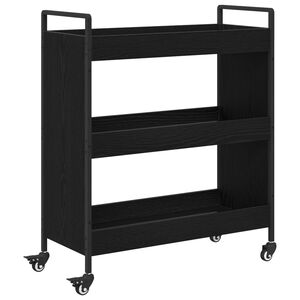 vidaXL Keuken Trolley Zwart Eiken 70 x 30 x 82 cm Bewerkt hout