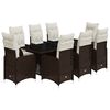 vidaXL 9-delige Bistroset met kussens poly rattan bruin