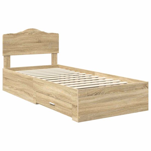 vidaXL Bedframe met hoofdeinde Sonoma Eiken 70 x 190 cm Bewerkt hout