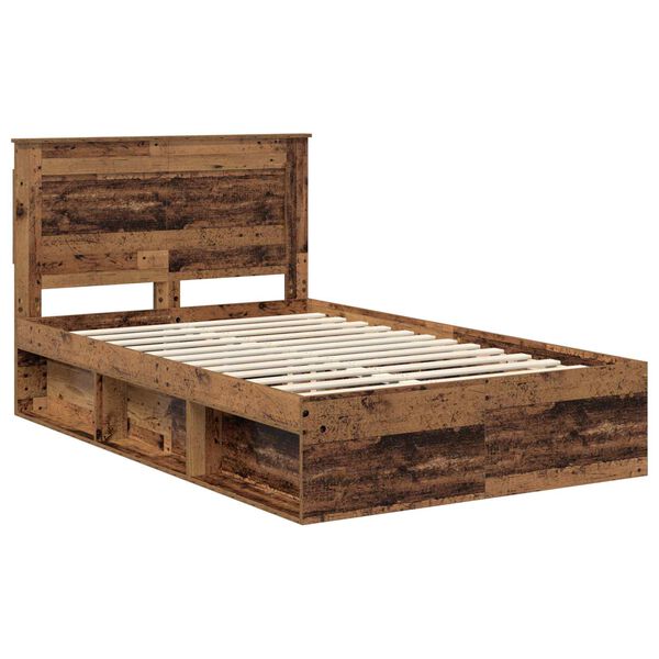 vidaXL Bedframe met hoofdeinde Oudhout 120 x 200 cm Massief grenenhout