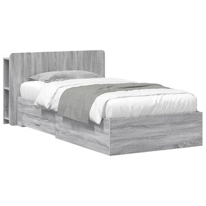vidaXL Bedframe met opslag Grijs Sonoma 75 x 190 cm Bewerkt hout