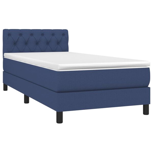 vidaXL Boxspring met matras stof blauw 80x200 cm