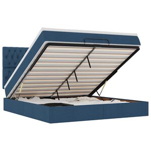 vidaXL Ottoman bed met matras en LED's 160x200cm stof blauw