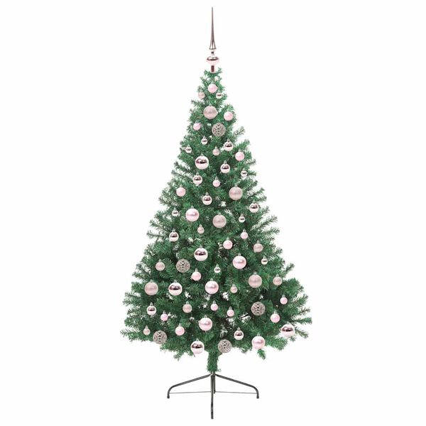 vidaXL Kunstmatig Voorverlicht Kerstboom met 300 LED Groen 180 cm PVC