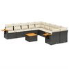 vidaXL 11-delige Loungeset met kussens poly rattan zwart