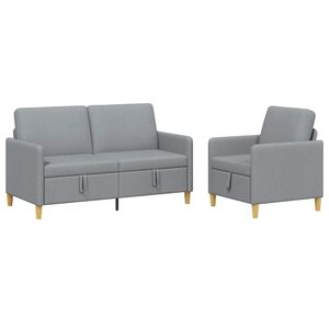 vidaXL Bankenset met opbergruimte 2 pcs Lichtgrijs Polyester