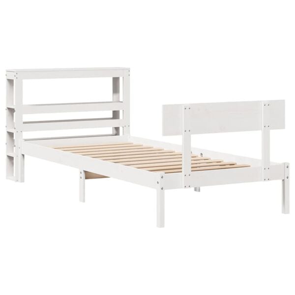 vidaXL Bedframe zonder matras massief grenenhout wit 75x190 cm