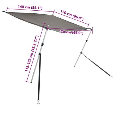 vidaXL Schaduwdoek T-top 170x170x(115-183) cm antracietgrijs