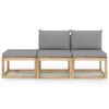 vidaXL 3-delige Loungeset met kussens bamboe donkergrijs