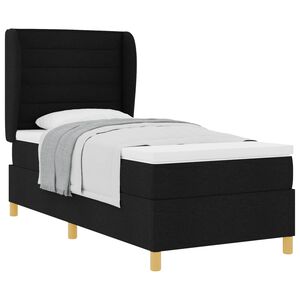 vidaXL Boxspringbed met Matras Donkergrijs 90x190 cm Zwart Stof