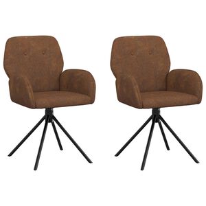 vidaXL Draai Eetstoelen 2 st Nep Suede Leer Bruin 54 x 55 x 86 cm