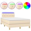 vidaXL Boxspring met matras en LED stof cr&egrave;mekleurig 120x200 cm